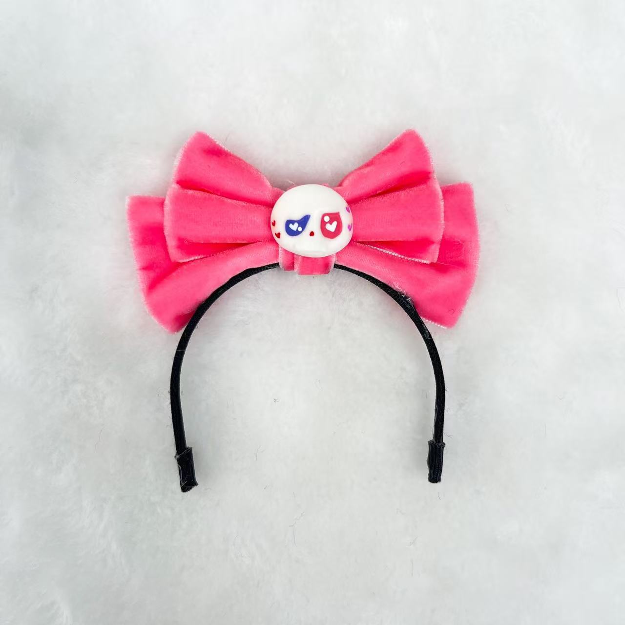 Labubu Candy Color Bow Headband - Orange, Sky Blue, Emerald, Fruit Green, Rose Pink