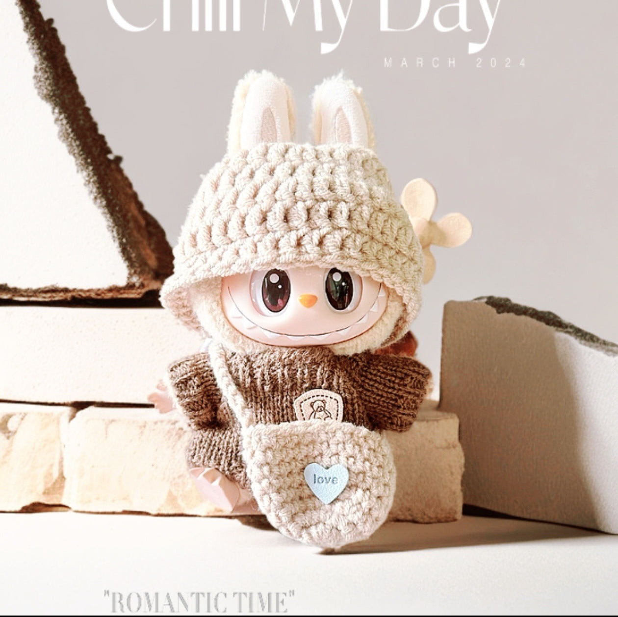 Labubu Doll Outfit Set for 17cm Vinyl Doll - Pink Hat & Sunglasses