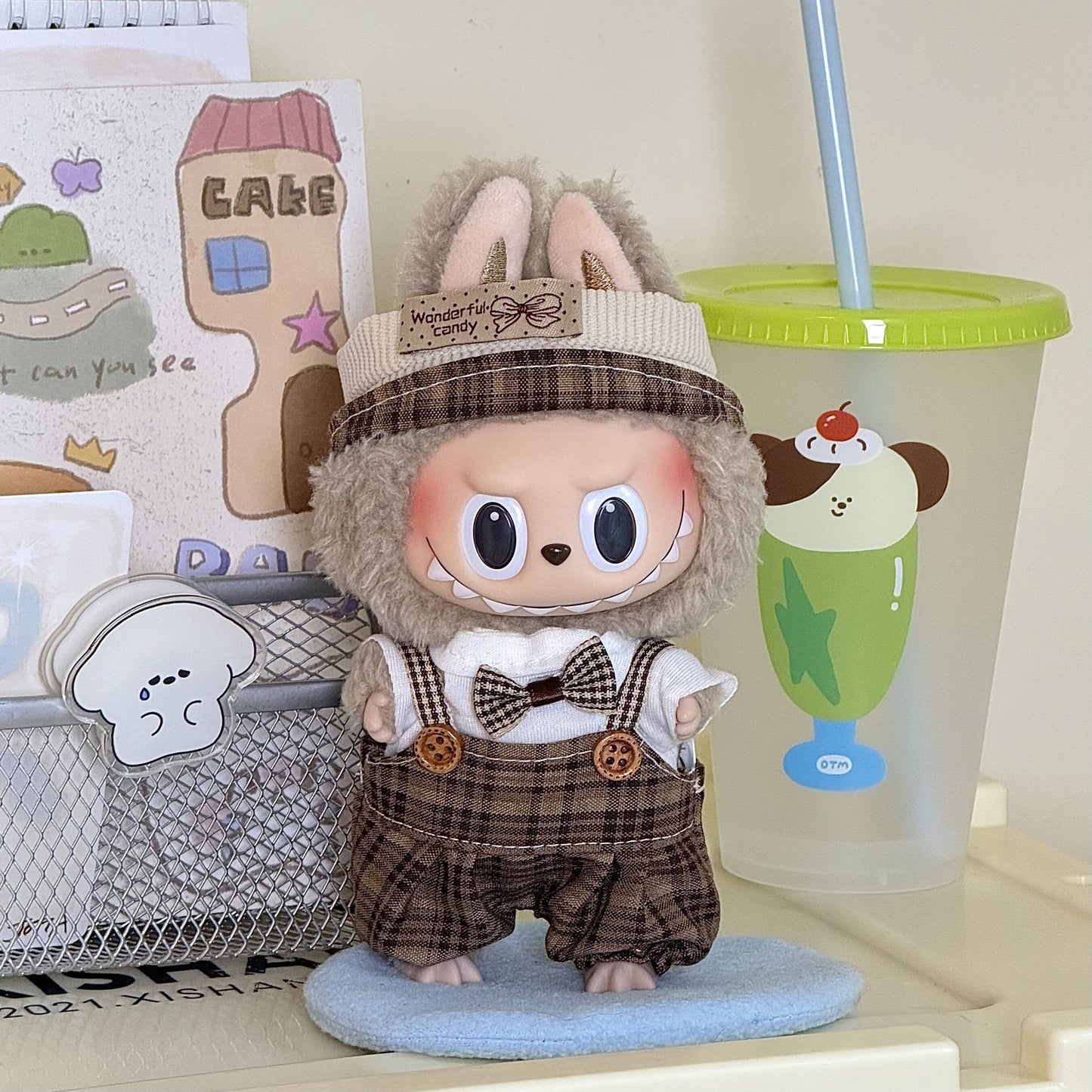 17cm Labubu Pendant Doll Vinyl Labubu Doll Can Wear suit for Plush Toy Clothes