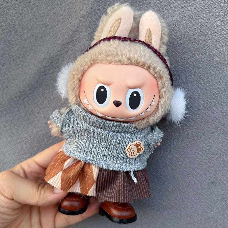 New 17CM Labubu Pendant for Baby Clothes high quality Labubu Blind Box Pendant Doll Clothes Decorative suit