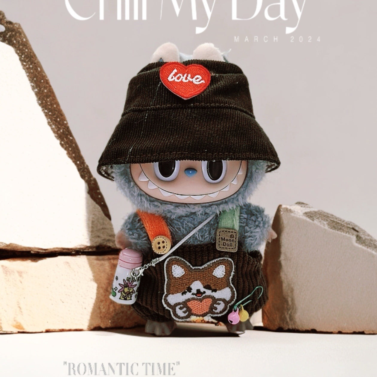 Labubu Doll Outfit - 17cm Cute Overalls & Hat Set