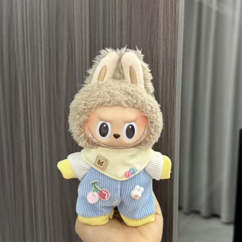 Rab cloth doll labubu17cm pendant one or two generations of vinyl plush doll suit accessories for clothes