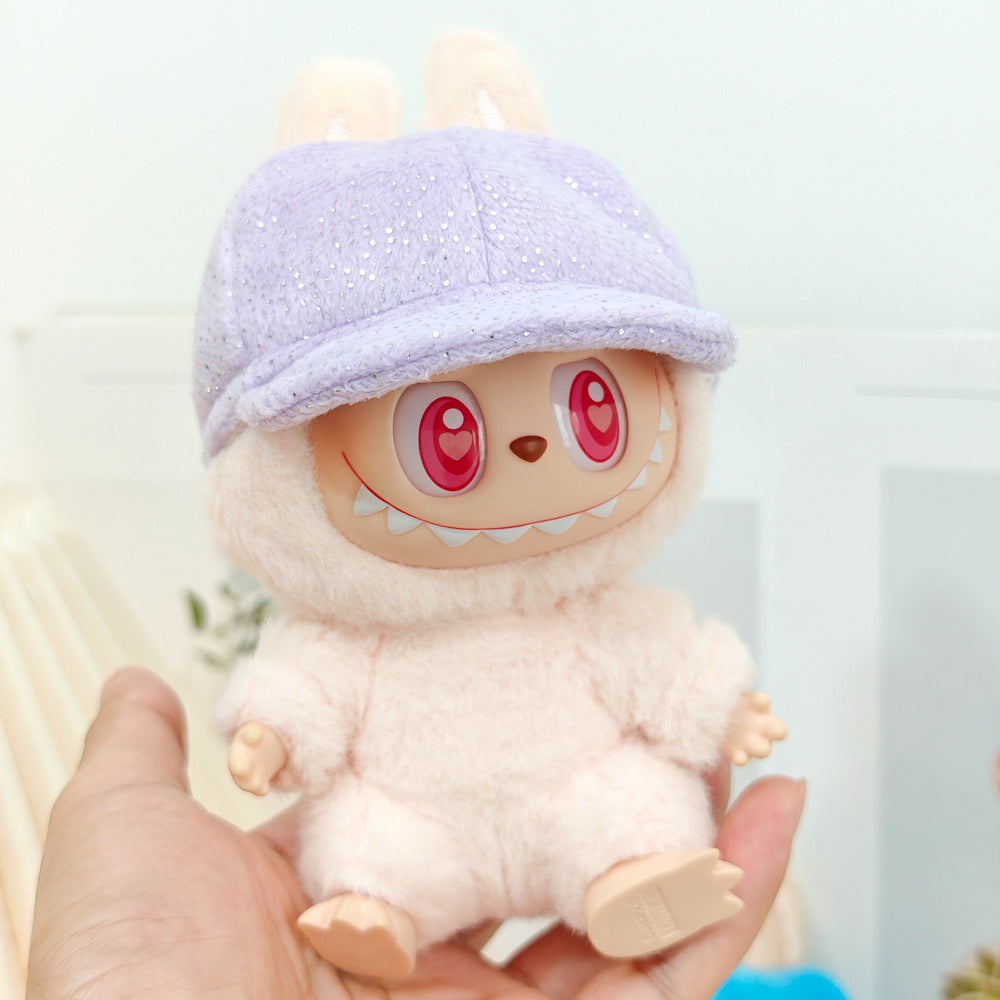 Labubu Doll Outfit - Bunny Pink & Cloud Blue Sweatshirt with Peaked Cap & Accessories