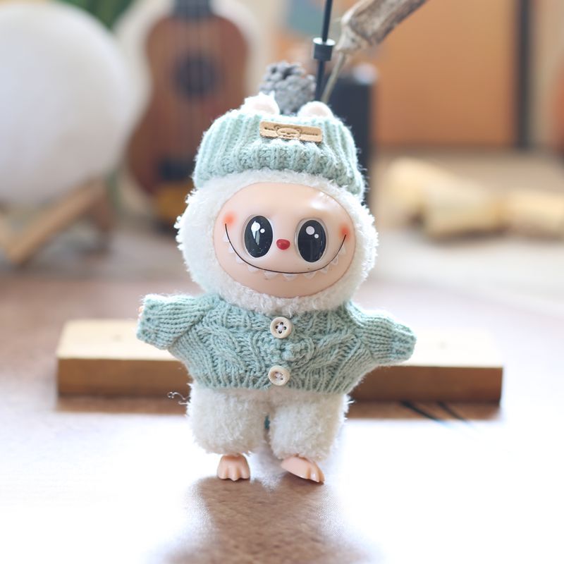 Cute cute labubu doll coat second generation vinyl face labubu doll sweater replacement suit