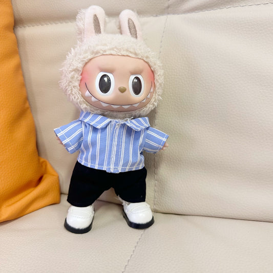 Only clothes] 17CM blind box cloth clothes blue gentleman striped suit key chain LABUBU for new