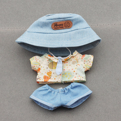 Labubu Doll Fisherman Hat & Outfit Set for 10cm & 17cm Vinyl Dolls