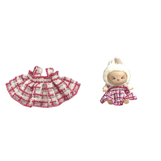 Labubu Doll Chanel Style Strap Dress Outfit for 15/17cm Dolls
