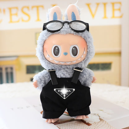 Generation II 17cm Labubu Labubu Doll Vinyl Blind Box Pendant Sitting Party Fashion suit Hat Shoes