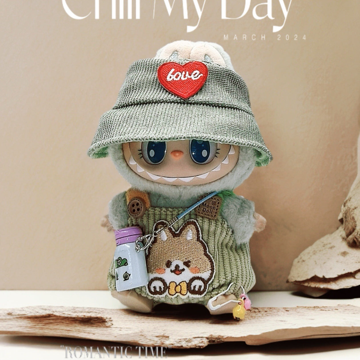 Labubu Doll Outfit - 17cm Cute Overalls & Hat Set