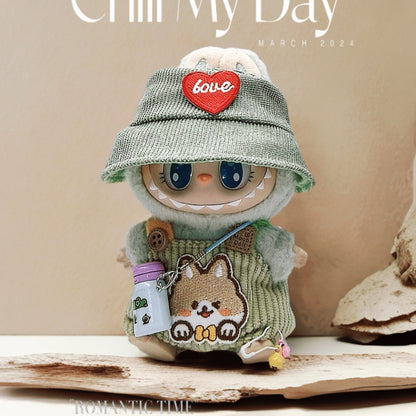 Labubu Doll Outfit - 17cm Cute Overalls & Hat Set