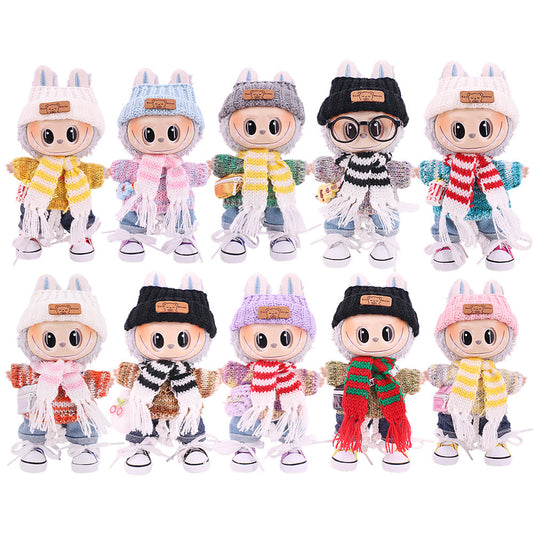 Labubu Doll Cute Sweater Outfit for 17cm Vinyl Doll - Macaron Colors