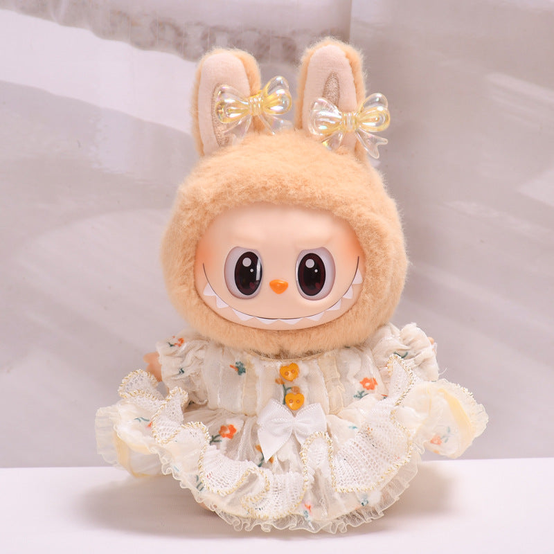 Only clothes] second generation blind box labubu pendant clothes gold silk dress sit party pull cloth for the skirt