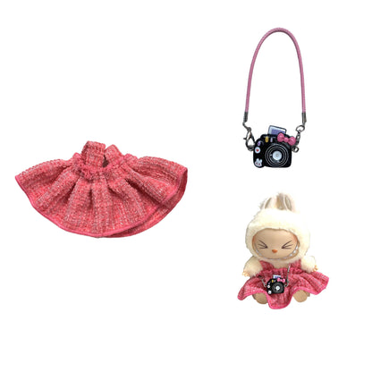 Labubu Doll Chanel Style Strap Dress Outfit for 15/17cm Dolls
