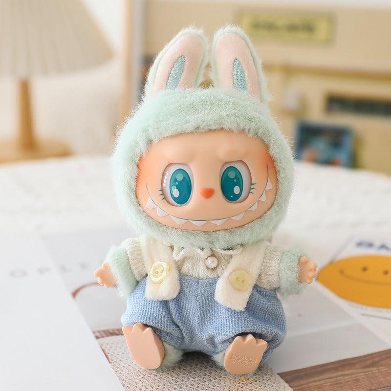 The second generation of cloth cloth clothes vinyl doll sitting party labubu replacement pants hat shoes