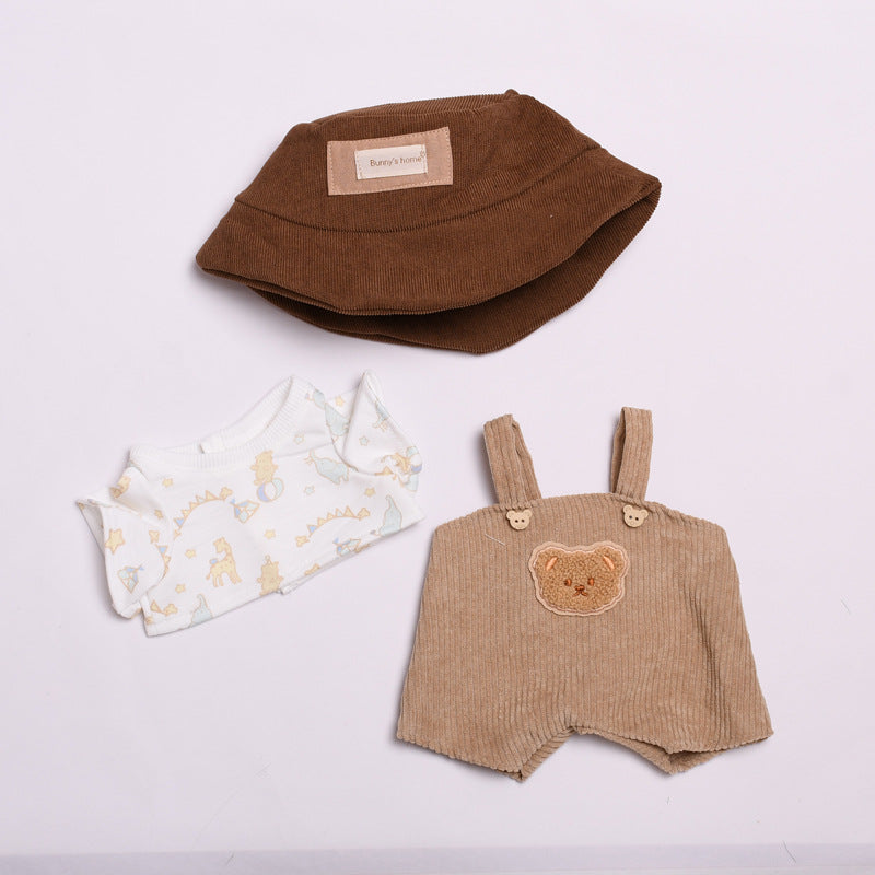 38cm Labubu Doll Bear Overalls Outfit & Shoes Set