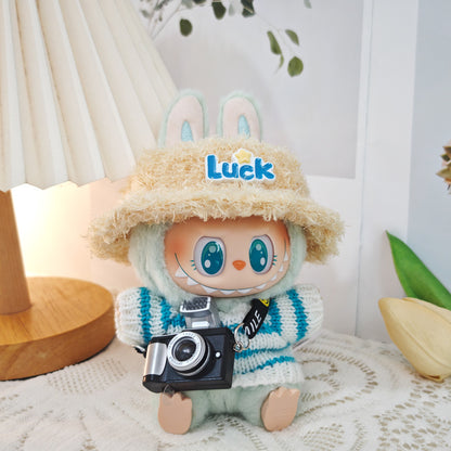 Clothing Only: First, Second, and Third Generation Blind Box Labubu Pendant Clothing, Sitting Labubu Party Doll Pink Sweater