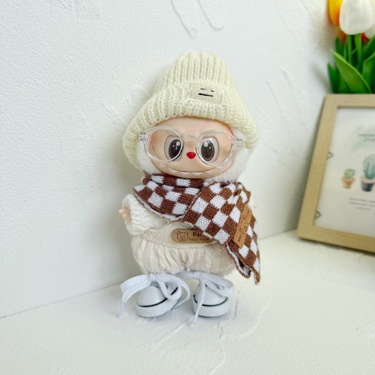 Rab cloth hat knitted cute wool hat LABUBU doll 15cm doll clothes shoes accessories