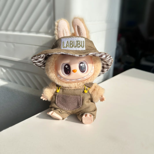 Clothes Only] Second Generation Rabub Sitting Party Clothes Pendant LABUBU Doll Army Green Pocket Strap suit