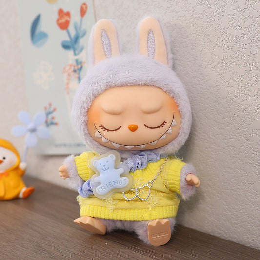 LABUBU Sitting Party Doll Rab Bub Macaron 2nd Generation Sitting Vinyl Doll Dress Dress for Dress