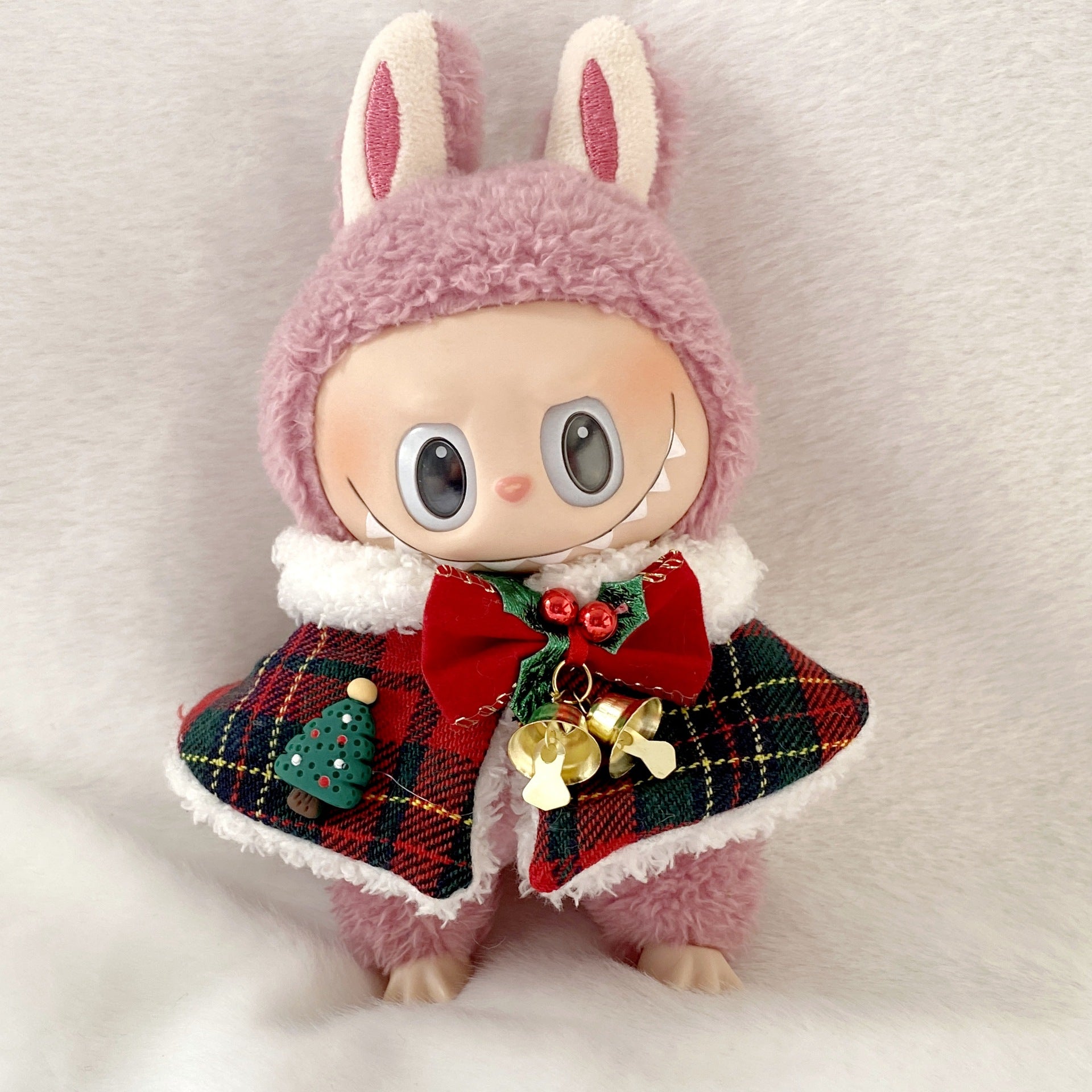 17cm Generation II Labubu Pendant Christmas Cloak Labubu Christmas Clothes Halloween Day Doll Clothes