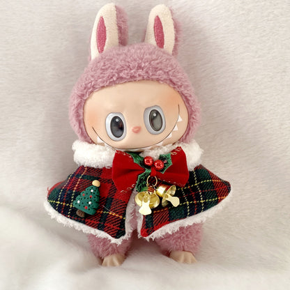 17cm Generation II Labubu Pendant Christmas Cloak Labubu Christmas Clothes Halloween Day Doll Clothes