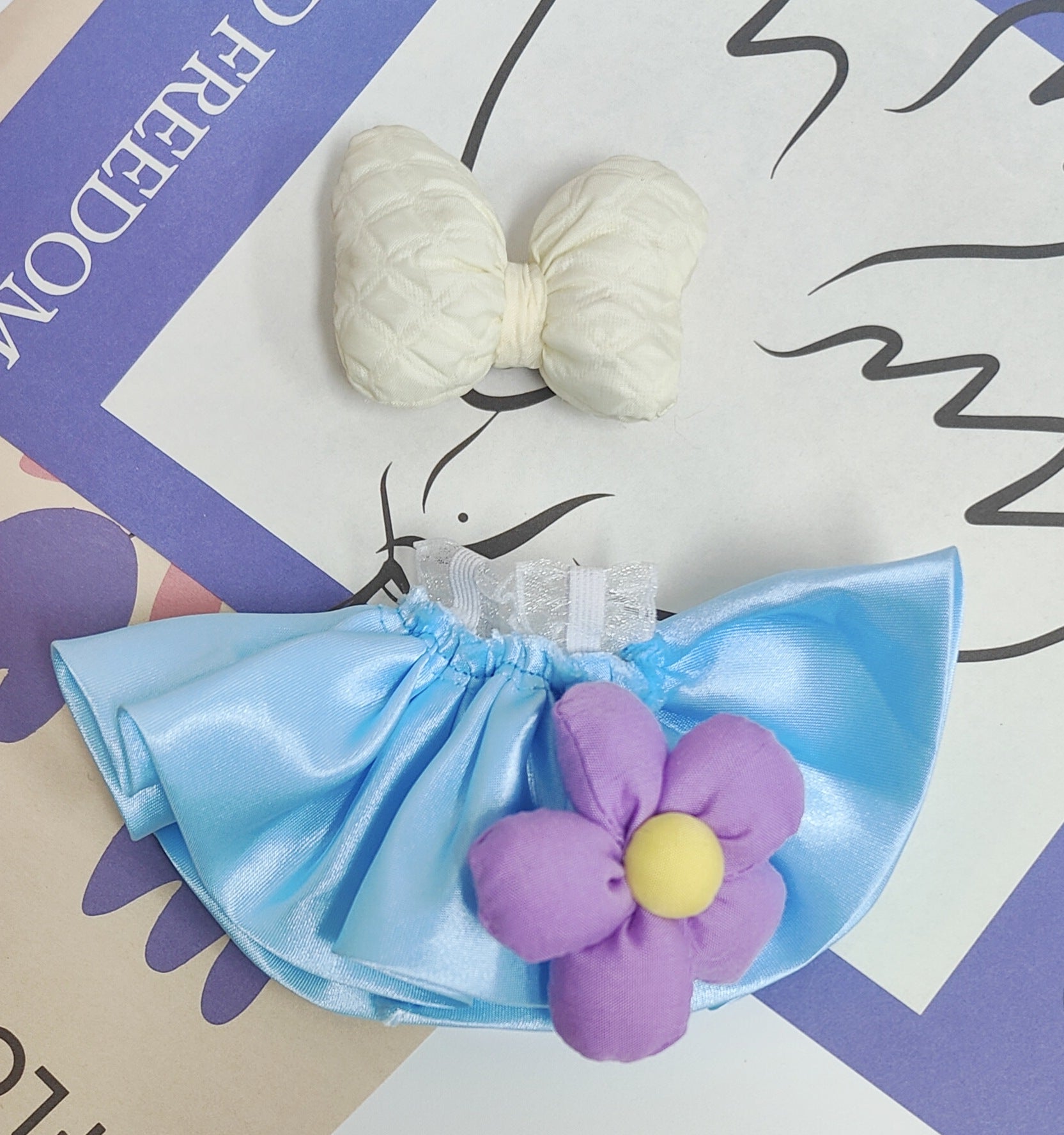 Labubu Doll Flower Dress with Bow - 15-20cm Outfit