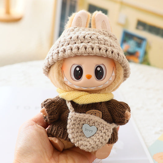 17cm labubu labubu pendant clothes generation 2 generation sitting party suit for sweater hat shoes
