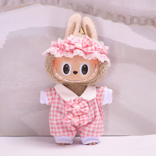Only clothes] pendant labubu clothes for plaid pajamas suit climbing clothes 17cm cloth baby clothes