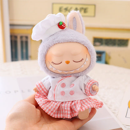 Generation II Blind Box Labubu Pendant Clothes Rab Cloth Sit Clothes Baby Clothes Pink Love Bear dress