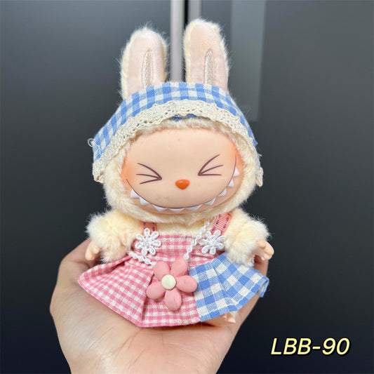Labubu Doll Vinyl Rab 17cm Doll Cute Dress Casual suit Skirt Plush Toy Clothes
