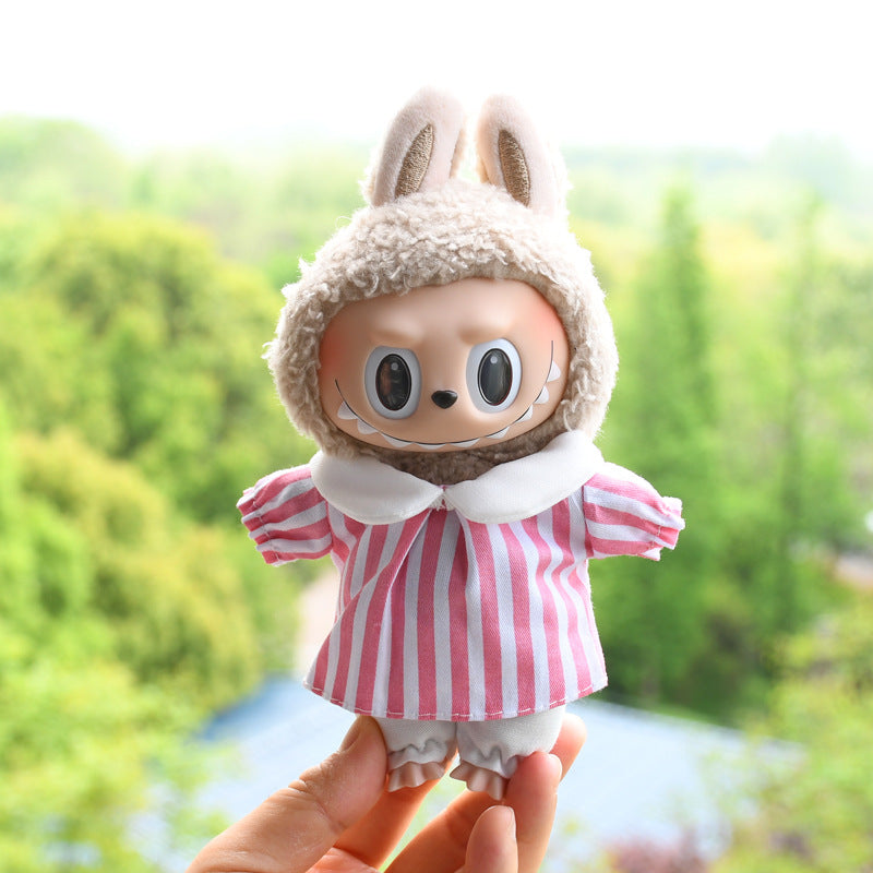 Only baby clothes] 17cm blind box cloth hanging clothes bear corduroy suspenders pants T-shirt key chain baby clothes