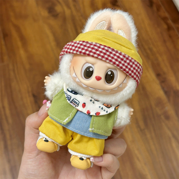 [Only Clothes] 17cm Blind Box Labubu Handmade Frog Piggy Stuffed Christmas Suit Labubu Hanging