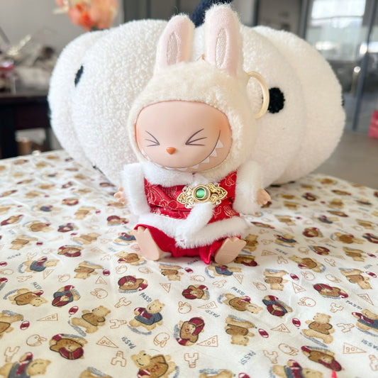 The first and second generation of blind box labubu new year clothes LABUBU sit party spring festival Tang dress for happy new year clothes