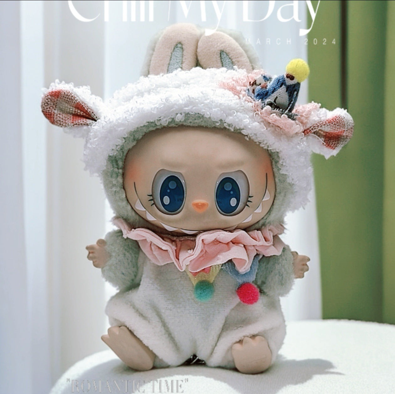 Labubu Doll Outfit - Cute Macaron Pull Cloth Clothes with Suspenders