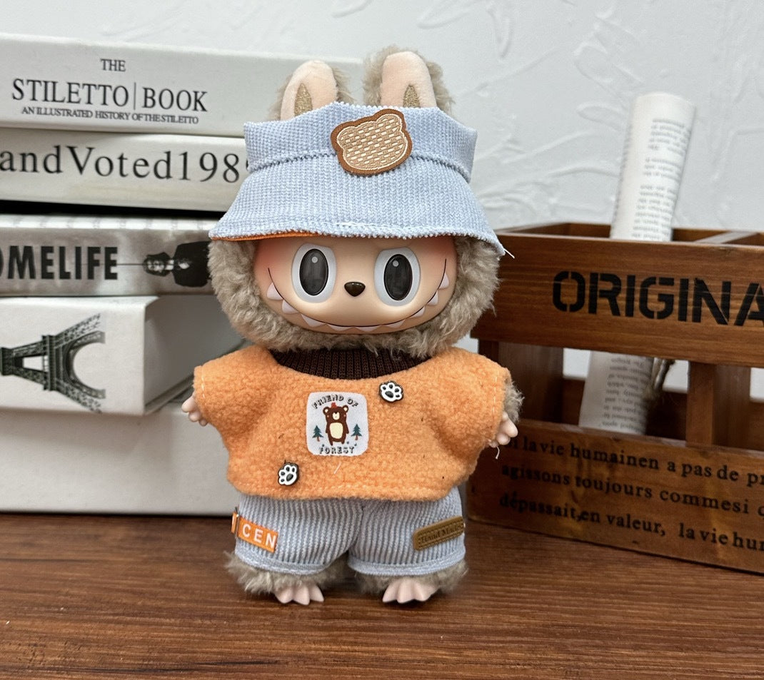 Wholesale labubu doll clothes 17cm pull cloth blind box pendant one or two generation vinyl plush doll suit