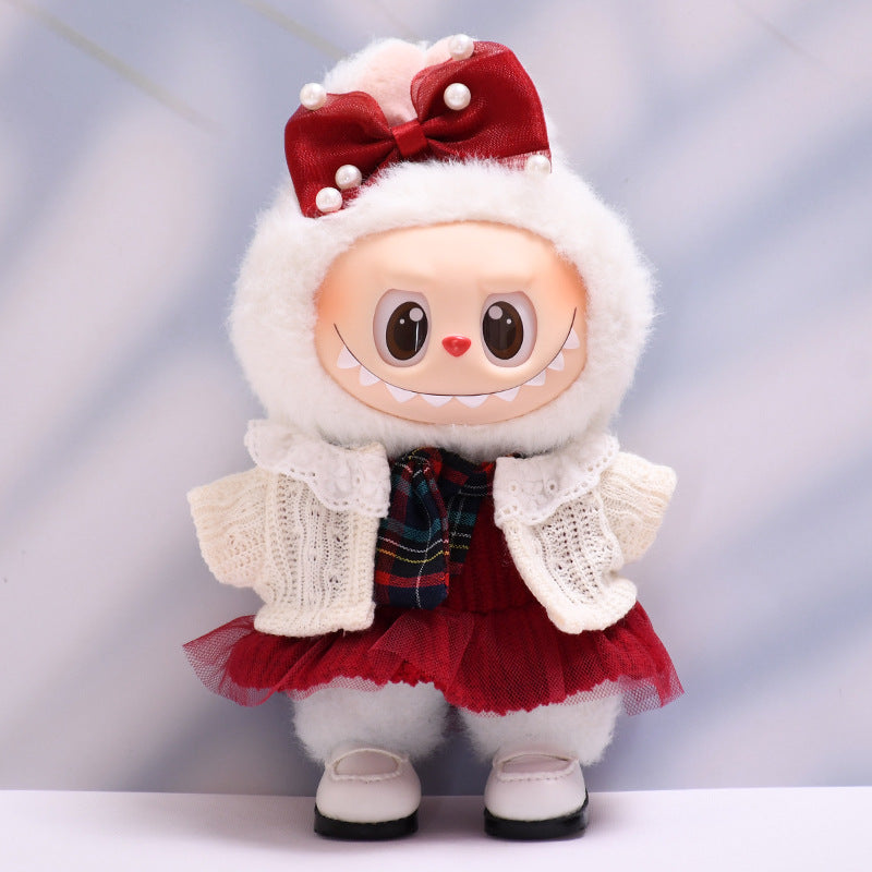 Only baby clothes] one or two generation pendant labubu clothes wool cardigan red skirt suit cloth baby clothes