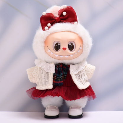Only baby clothes] one or two generation pendant labubu clothes wool cardigan red skirt suit cloth baby clothes