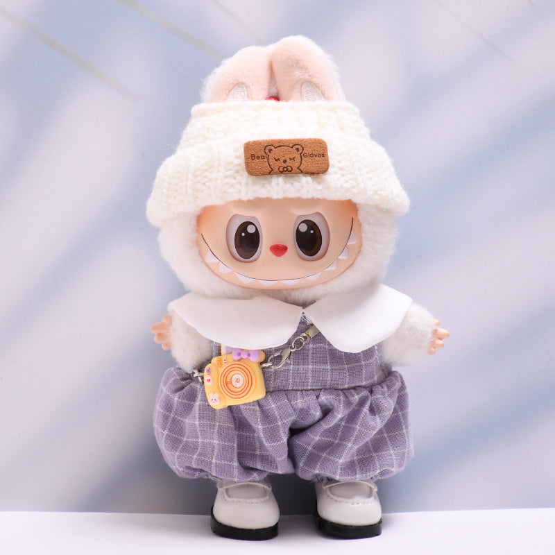 Only baby clothes] one or two generation pendant labubu clothes plaid suspenders camera suit labubu baby clothes
