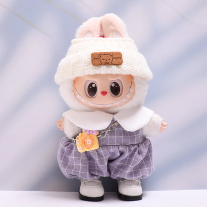 Only baby clothes] one or two generation pendant labubu clothes plaid suspenders camera suit labubu baby clothes