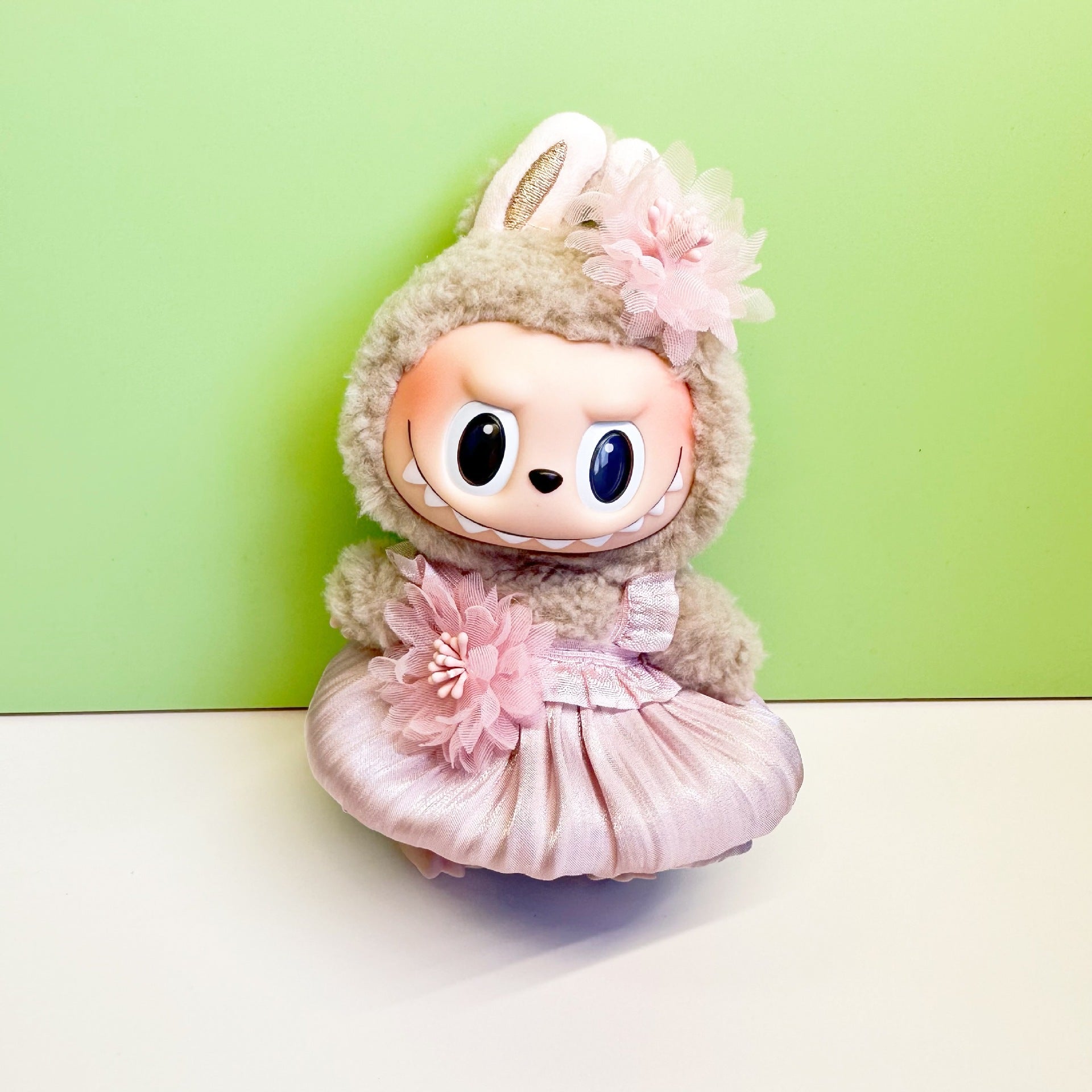15cm blind box pull cloth pendant clothes casual two-piece macaron labubu pendant doll plaid suit