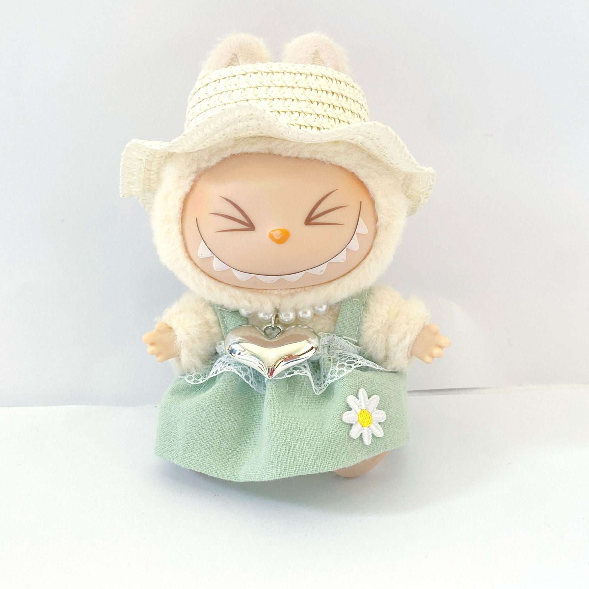 Labubu Doll Princess Dress with Pearl Necklace - 17cm Doll Clothes