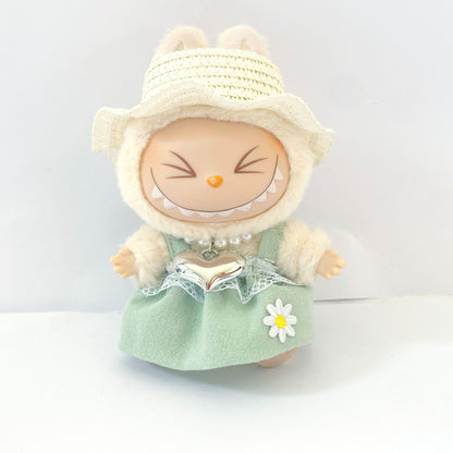 Labubu Doll Princess Dress with Pearl Necklace - 17cm Doll Clothes