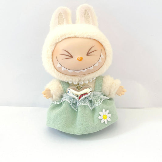 Labubu Doll Princess Dress with Pearl Necklace - 17cm Doll Clothes