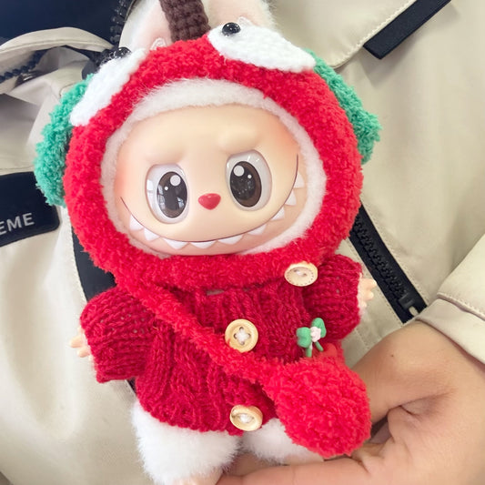 Only clothes] sit party pull cloth doll 15CM pendant LABUBU for pure handmade small apple suit