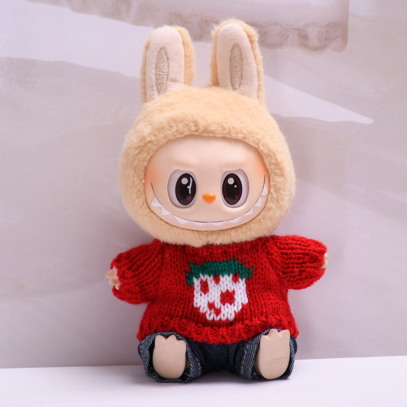 Labubu Doll Strawberry & Star Sweater Outfit for Pendant Dolls