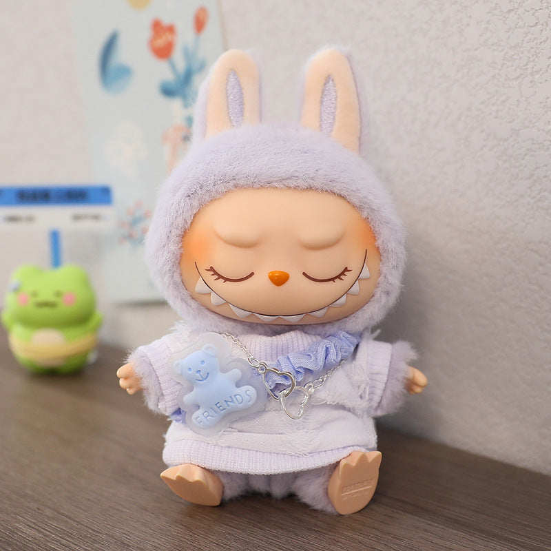 LABUBU Sitting Party Doll Rab Bub Macaron 2nd Generation Sitting Vinyl Doll Dress Dress for Dress