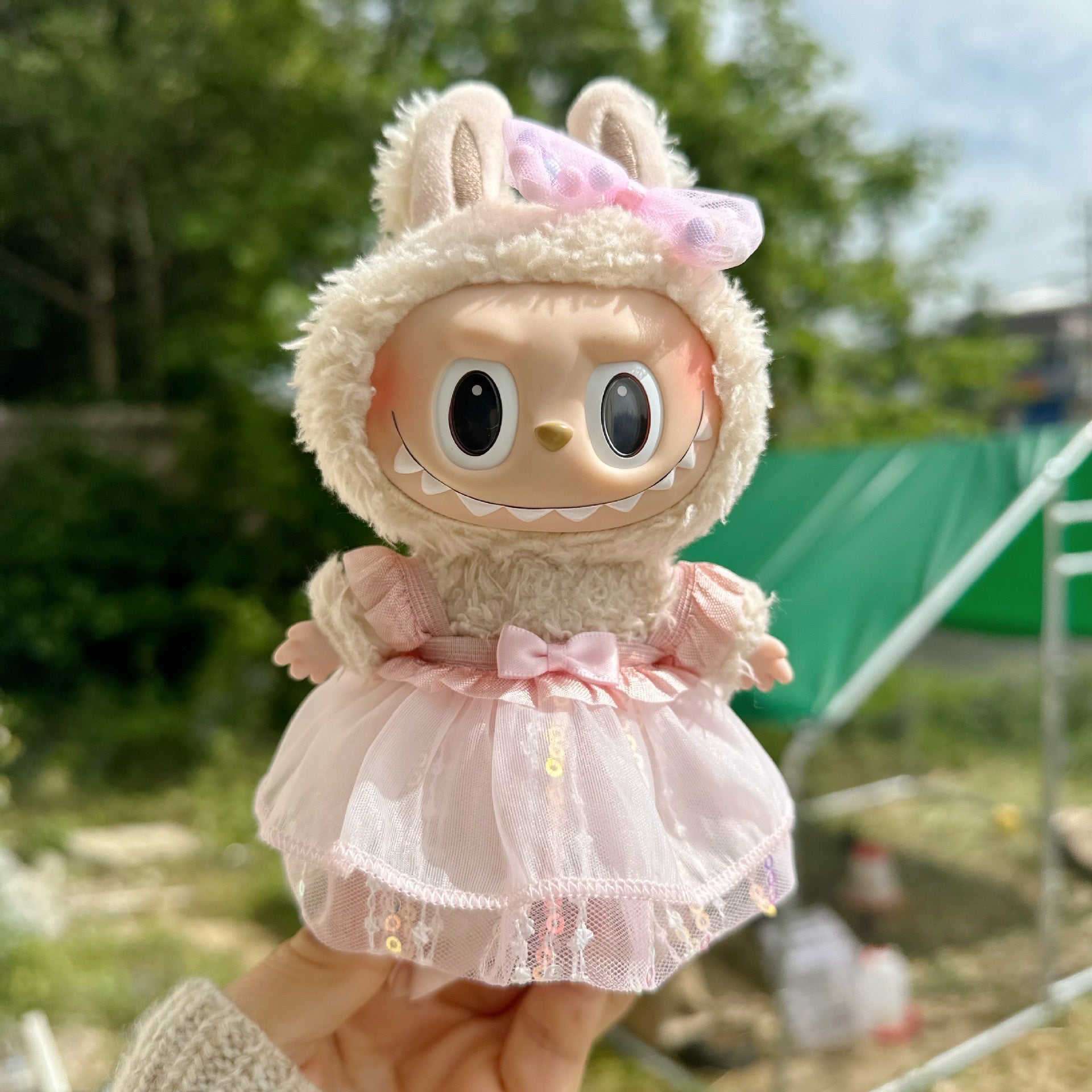Only clothes] 17CM blind box cloth clothes pink small fragrant wind suit key chain LABUBU for blue skirt