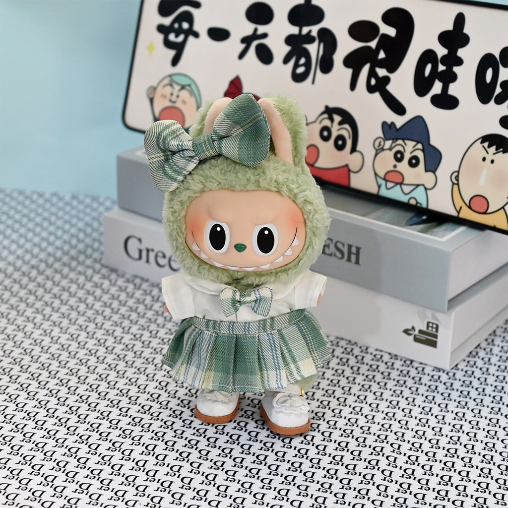 Clothing Only] Pendant Labubu Clothing Spring Sweet Suspender Skirt 17cm Labubu Replacement Suspender Skirt Trendy Toy