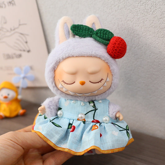 Labubu Labubu Clothes Macaroon Doll Blind Box Two-Generation Doll Sitting Party Cherry Skirt Dress