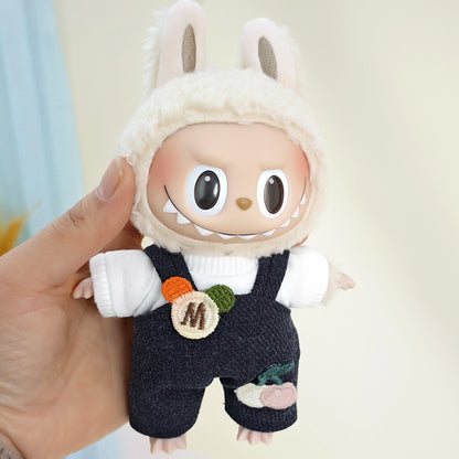 The suspenders are suit suitable for cloth pendant clothes to replace the 17cm Macaron vinyl Labubu doll clothes.